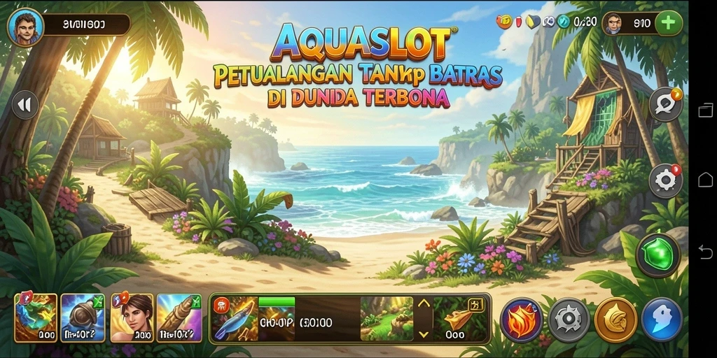 Tangkapan layar dari gameplay AQUASLOT yang menunjukkan dunia terbuka yang menawan.