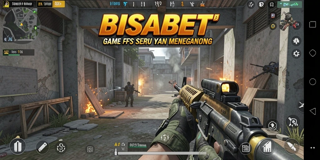 Screenshot menampilkan aksi tembak-menembak mendebarkan dalam game BISABET.