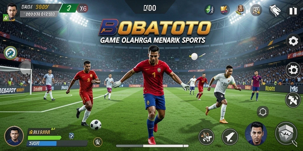 Tampilan layar utama BOBATOTO dengan gameplay olahraga yang seru.
