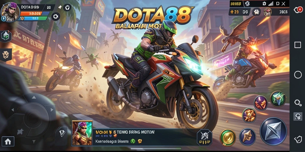 Tangkapan layar dari gameplay DOTA88 yang menunjukkan balapan dengan kecepatan tinggi.