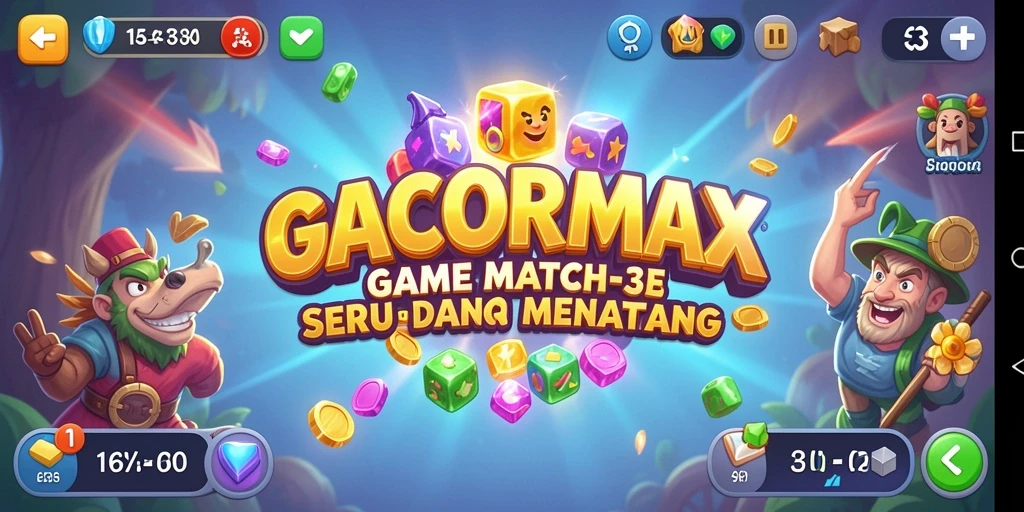 Tangkapan layar GACORMAX menampilkan aksi mencocokkan elemen dalam gameplay Match-3.