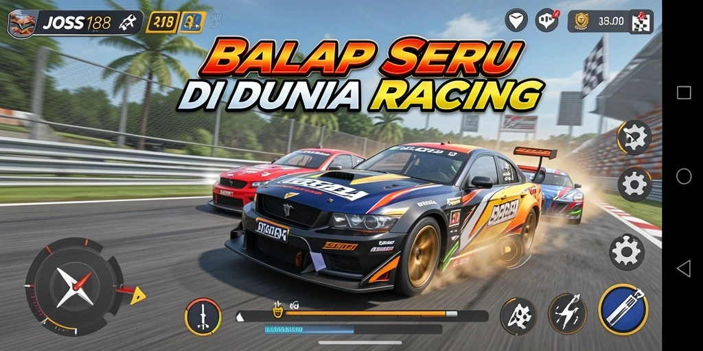 Tampilan gameplay balapan di JOSS188 yang menegangkan dan seru.
