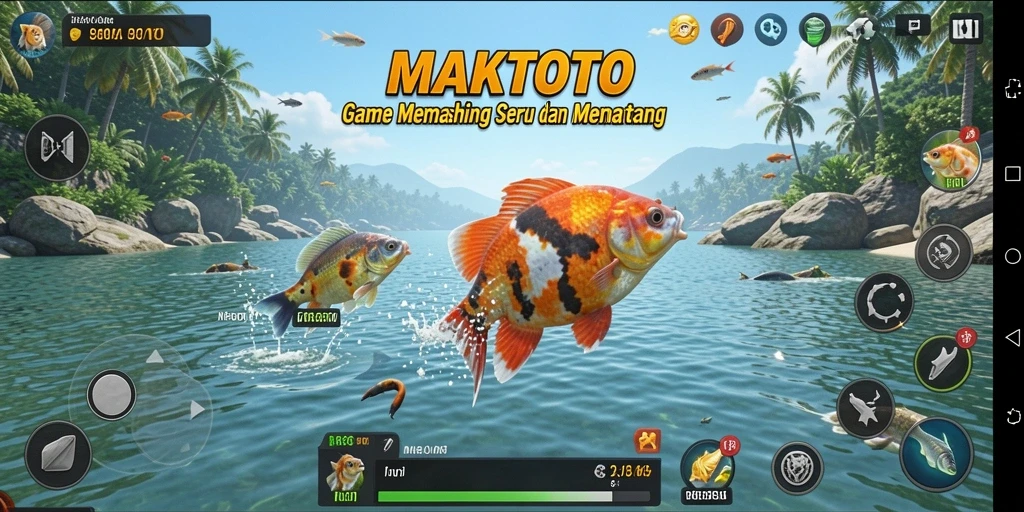 Gameplay memancing realistis dengan beragam ikan yang menunggu ditangkap.