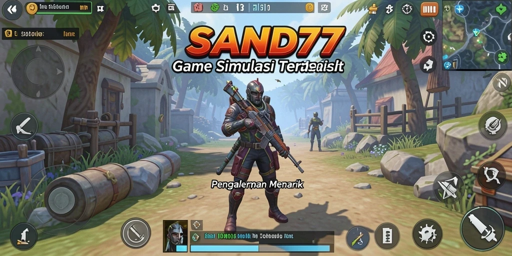 Screenshot utama SAND77 menunjukkan gameplay yang memukau dan interaktif.