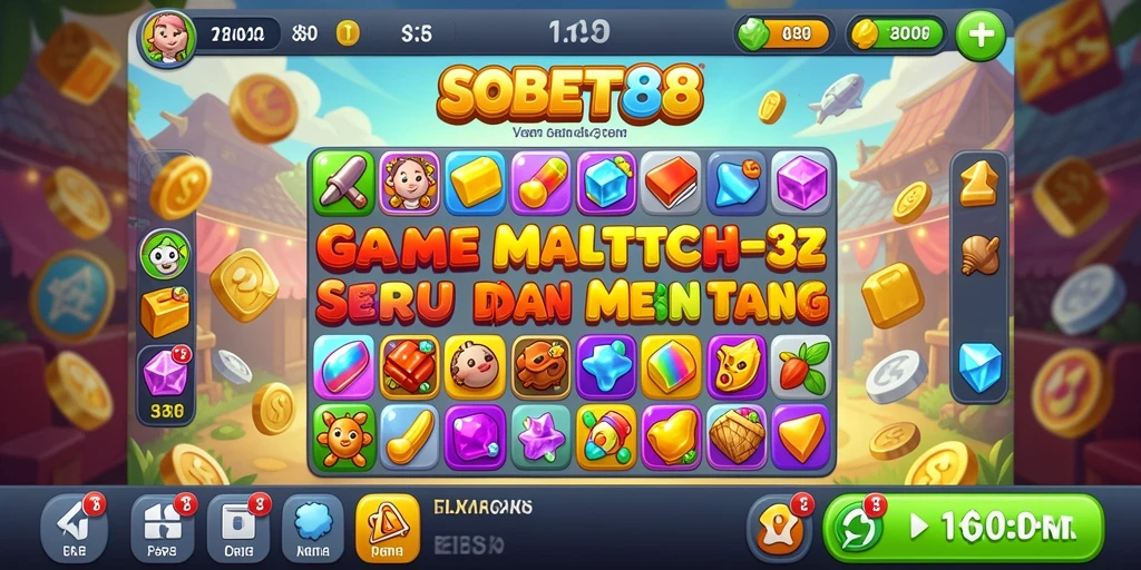 Tampilan gameplay seru dari SOBET88 dalam permainan Match-3.