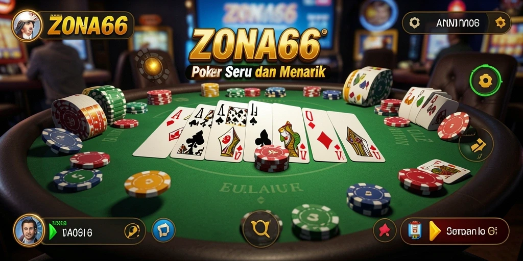 Screenshot tampilan menarik gameplay Poker ZONA66.